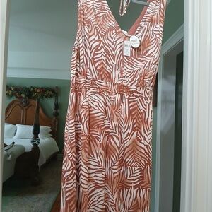 Soma Rust and White Zebra-Print Midi Dress